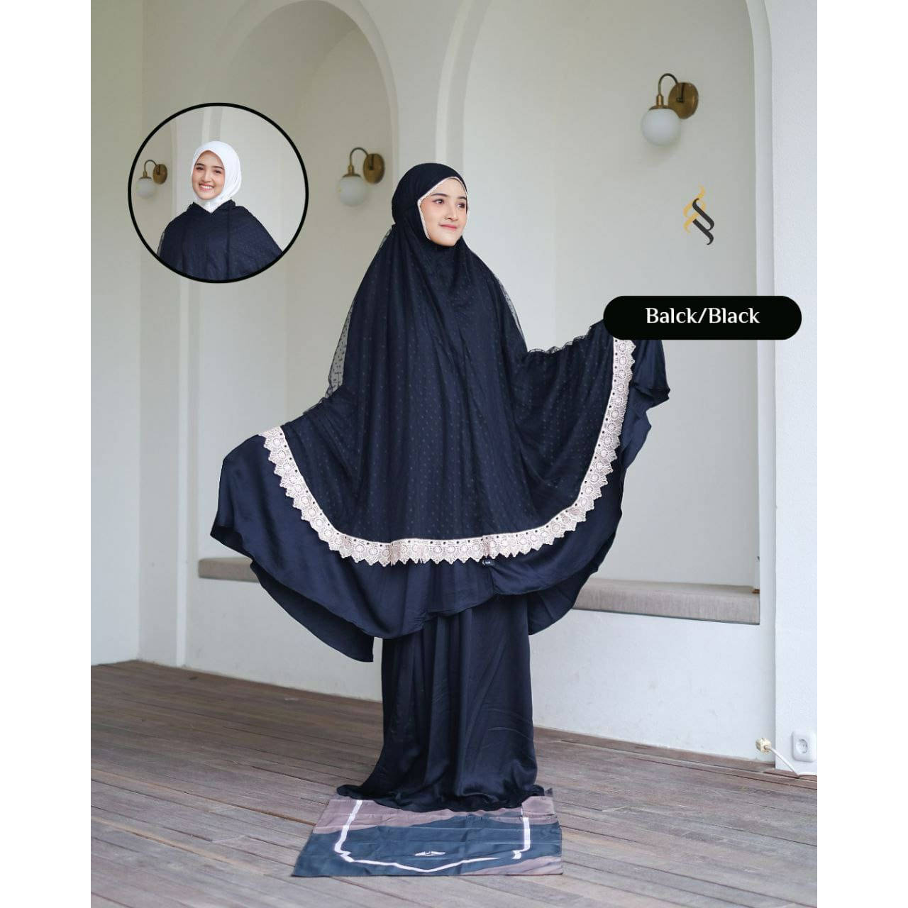 Mukena Fateena Luxury Black - Black