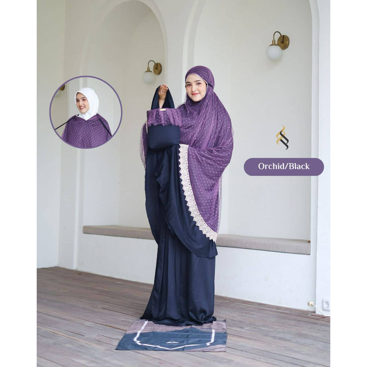 Mukena Fateena Luxury Orchid - Black